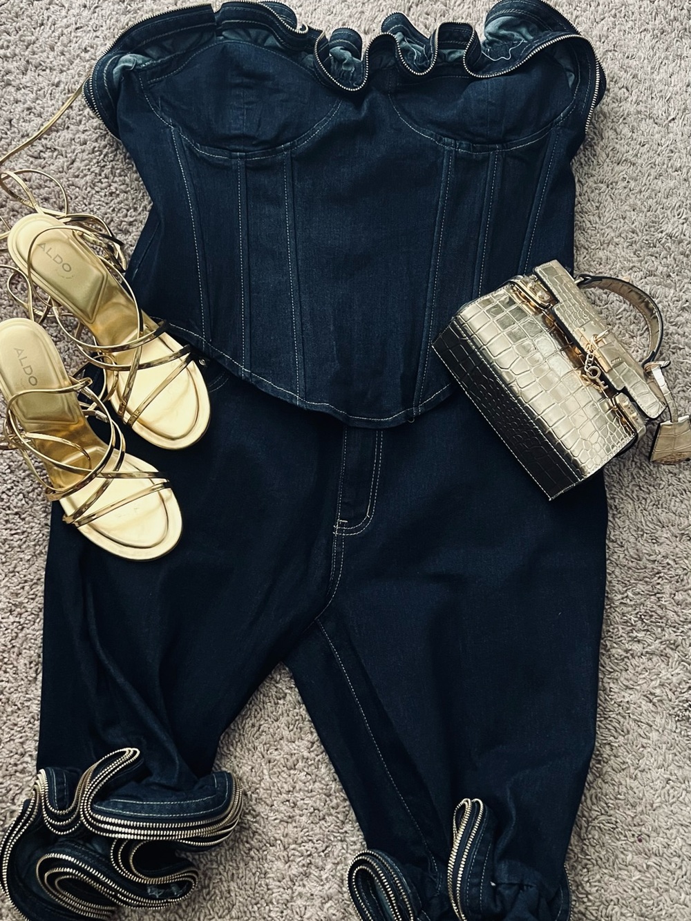 Denim Ruffle Corset Short Set - Picture 6 of 8